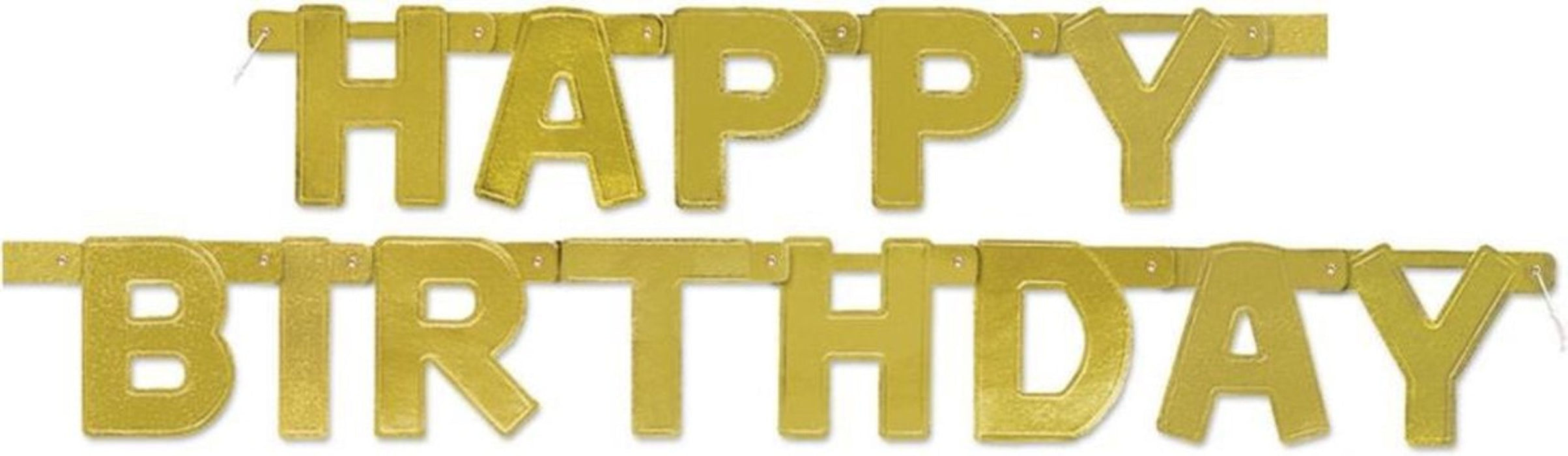 Buchstabengirlande Happy Birthday Gold 121cm
