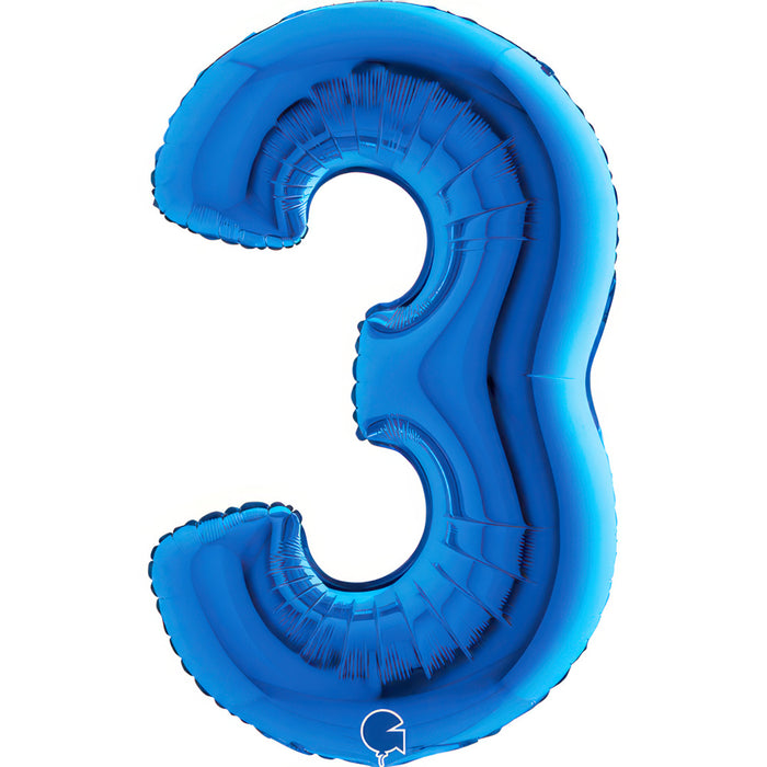 Riesenzahl Folienballon 40"/102cm | Blau #3