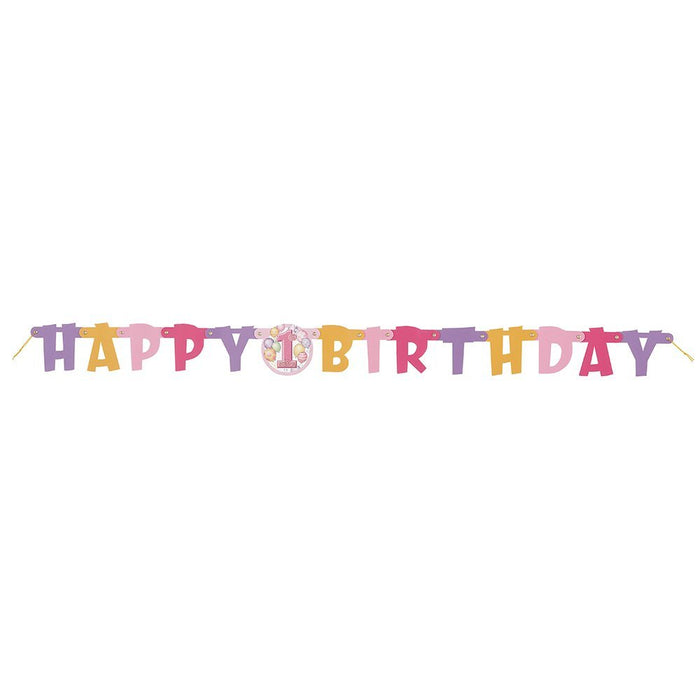 Buchstabengirlande Happy Birthday 1st Birthday Pink