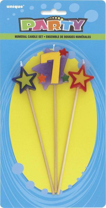 Kerzenzahl 7 & Sterne am Stab