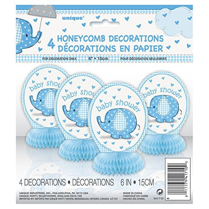 Tischaufsteller Elefant blau ca. 15 cm 4 Stück Dekoration für Baby Shower