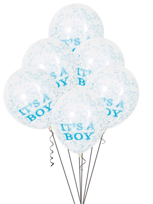 Luftballon Ø30cm Konfetti ca.30cmØ/6St. It's a Boy Blau
