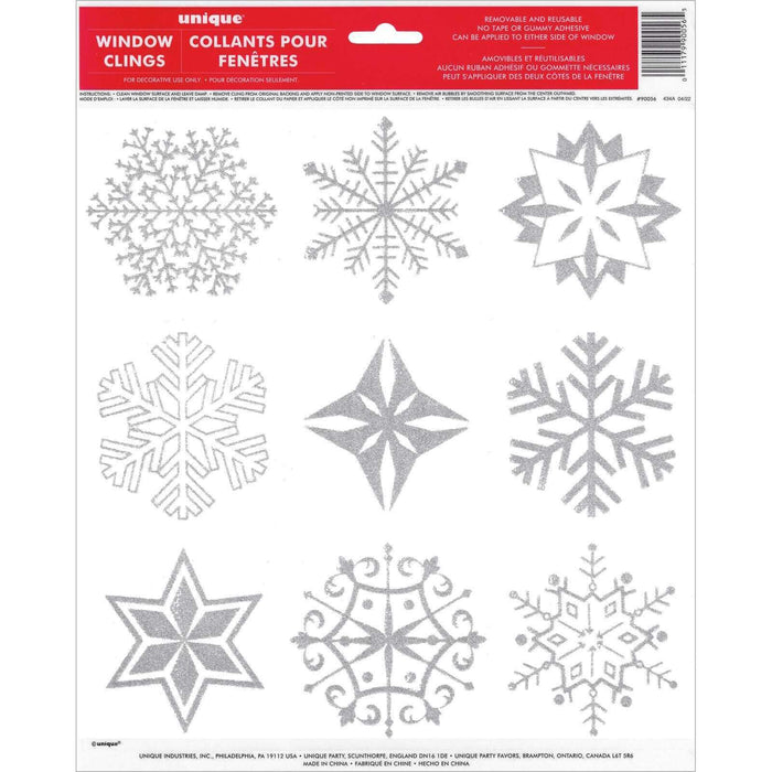 Fensteraufkleber Glitter Schneeflocken 9 Stück