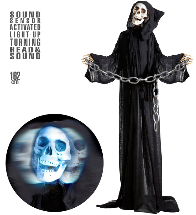 Hänge-Figur Sensenmann 160 cm mit Licht, Sound & Bewegung | Ein Gruselige Halloween-Deko
