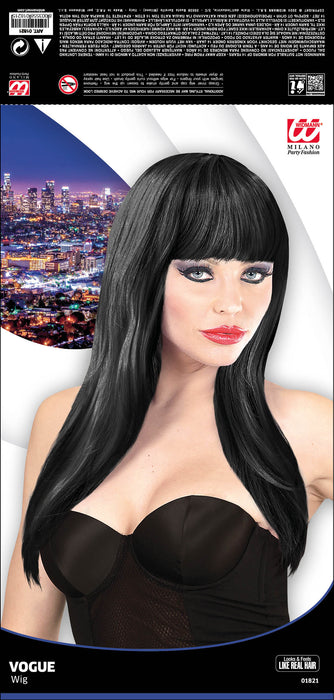 Langhaar Damen Perücke "Vogue" mit Pony | Schwarz