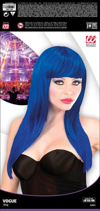 Langhaar Damen Perücke "Vogue" mit Pony | Blau
