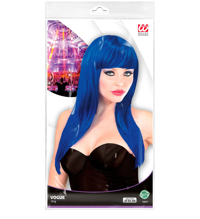 Langhaar Damen Perücke "Vogue" mit Pony | Blau