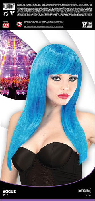 Langhaar Damen Perücke "Vogue" mit Pony | Hellblau