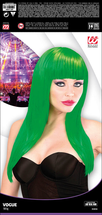 Langhaar Damen Perücke "Vogue" mit Pony | Grün