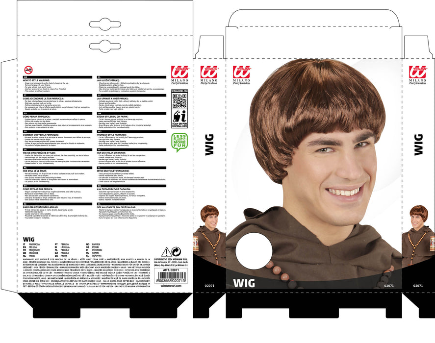 Perücke Mönch | Braun