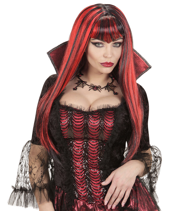 Damen Perücke "Livana" | Rot Schwarz - Halloween Vampir