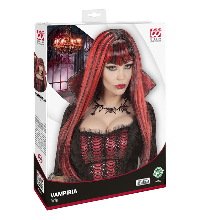 Damen Perücke "Livana" | Rot Schwarz - Halloween Vampir