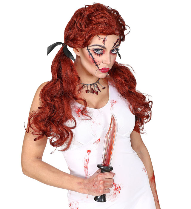 Damen Perücke "Killer Doll" mit Zöpfen | Rot - Halloween