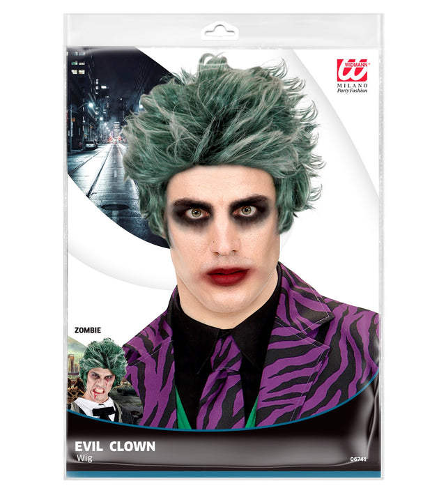 Herren Perücke "Böser Clown" in Polybag | Grün