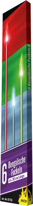 Bengalische Fackeln 6St. ca.30cm rot/grün/silber