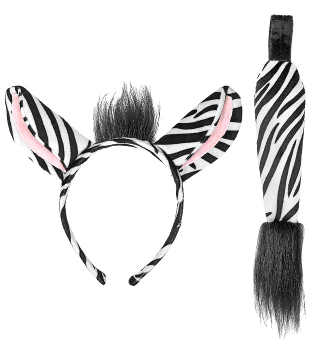 Kostümset "Zebra" | Haarreif mit Ohren und Schwanz