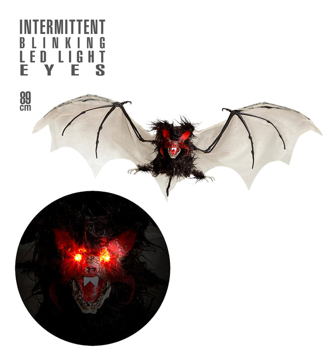 Hängefigur "Haarige Fledermaus" mit blinkenden Augen 89 cm