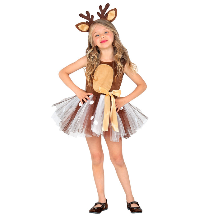 Reh Kinderkostüm für Mädchen - Kleid und Haarreif | Tierkostüm Gr. 110