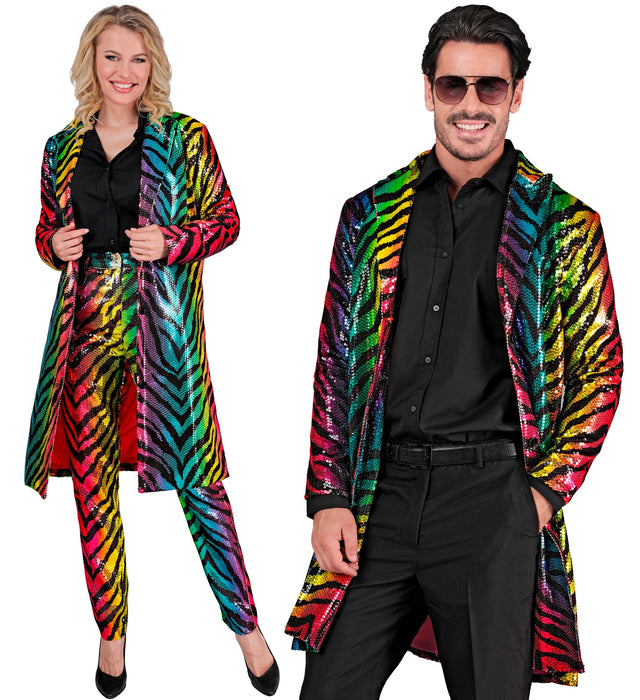 Pailletten Mantel für Erwachsene | Regenbogen Tiger