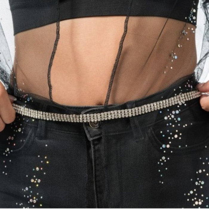 Festival Damen Gürtel mit Strass 113 cm | Silber