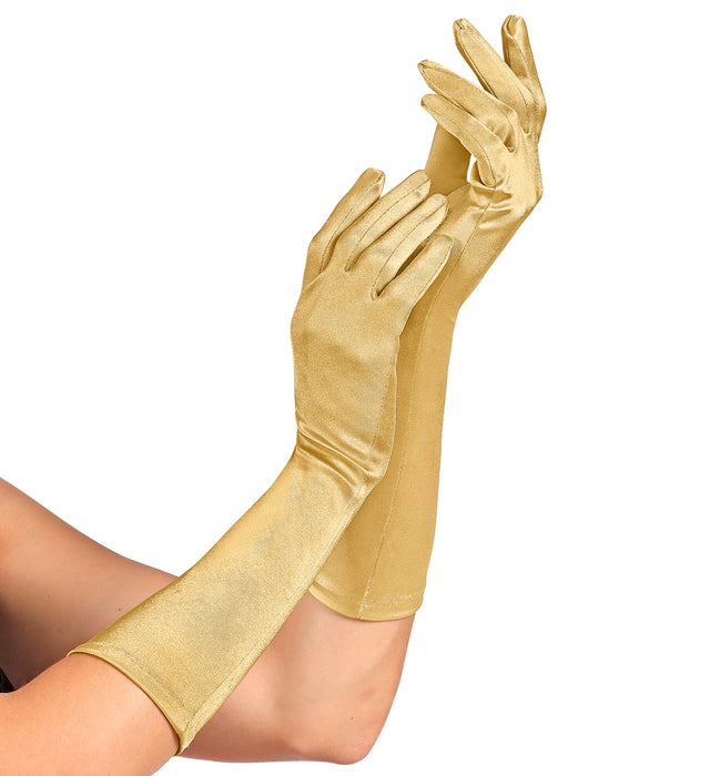 Satin Handschuhe 40 cm | Gold