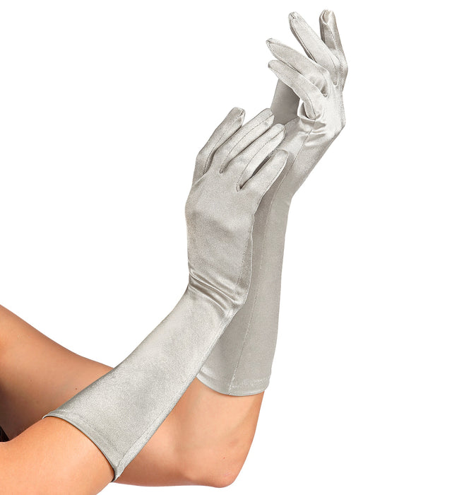 Satin Handschuhe "Amsterdam" 40 cm 14419 | Silber