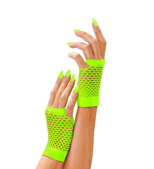 Fingerlose Netz Handschuhe - Kurz | Neon Grün
