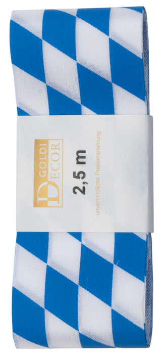 Stoffband Raute Bayern 40mm/2,5m blau/weiß