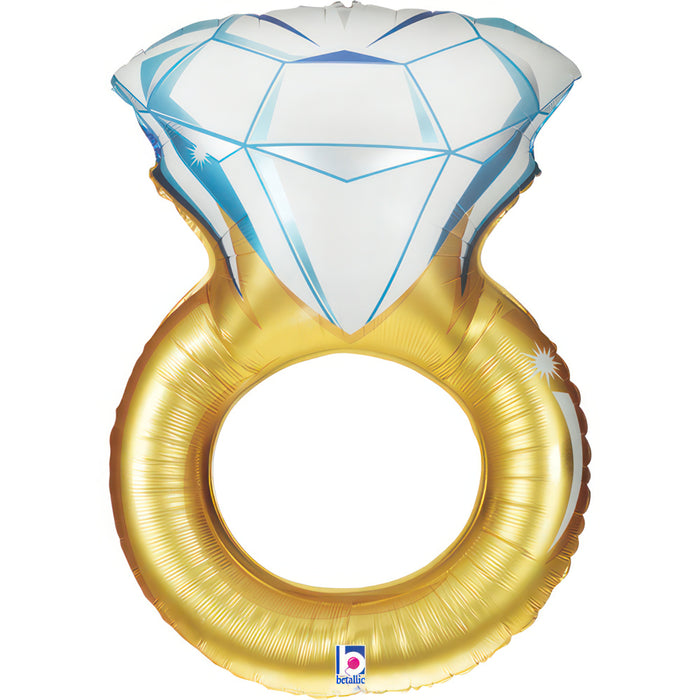 Shape Folienballon "Diamantring" Gold | 94 cm