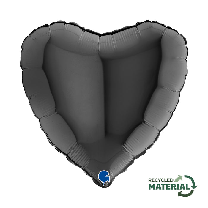 ABC18 Herz Folienballon Uni | Ø 46 cm Schwarz