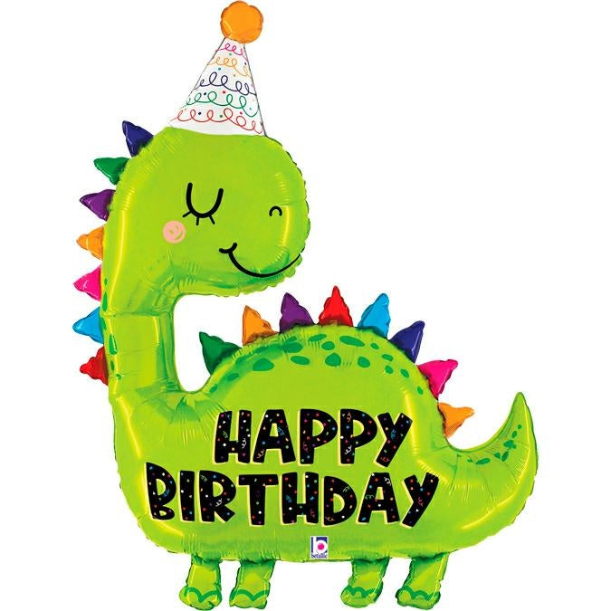 Shape Folienballon "Dino Happy Birthday" | Grün 132 cm
