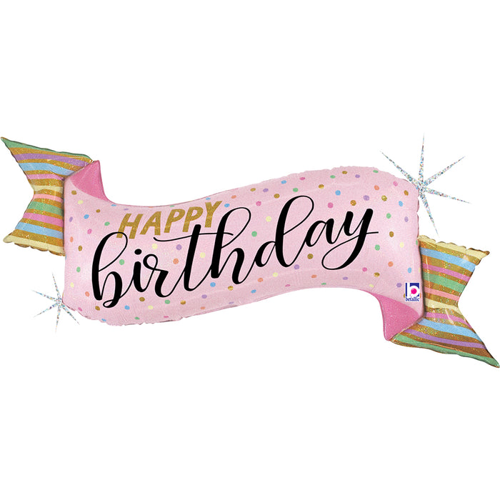 Shape Folienballon "Happy Birthday" Banner