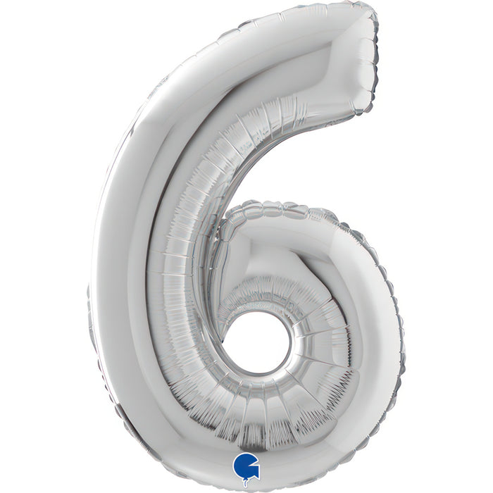 Riesenzahl Folienballon 26"/66cm | Silber #6