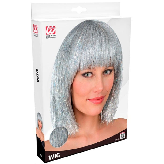 Damen Perücke Glitzy Bob | Silber