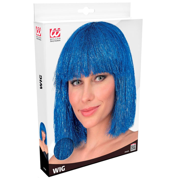 Damen Perücke Glitzy Bob | Blau