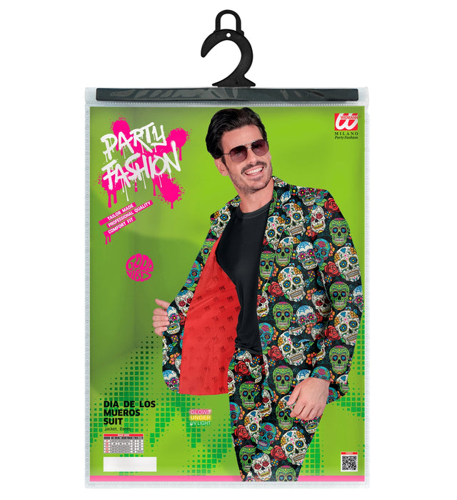 Halloween Designer Anzug "Dia de los muertos" 2-tlg. | Mehrfarbig - Herren Kostüm