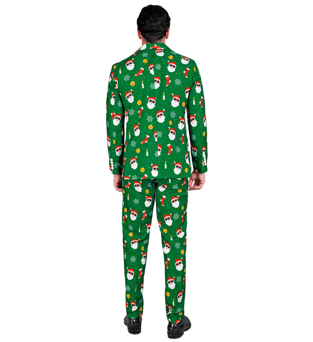 Designer Anzug "Weihnachtsmann" 2-tlg. UV | Grün - Herren Weihnachten Kostüm