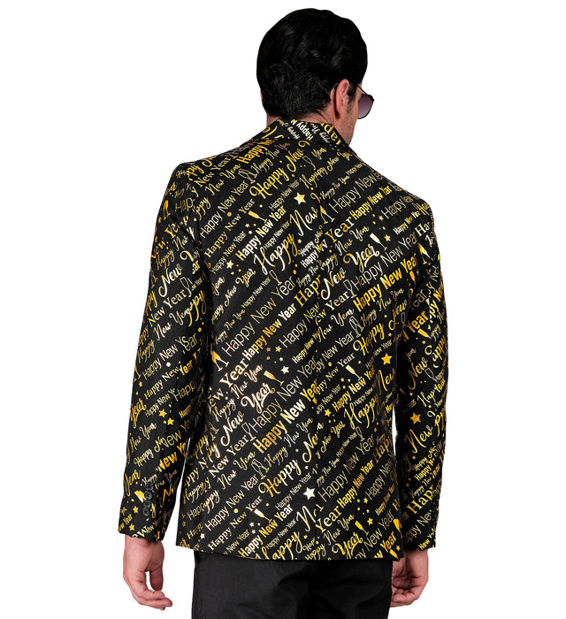 Silvester Jacke "Happy New Year" für Herren | Schwarz Gold