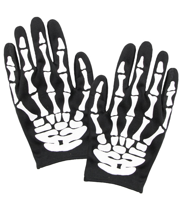 Skelett Handschuhe für Erwachsene | Schwarz Weiß - Kostüm Halloween