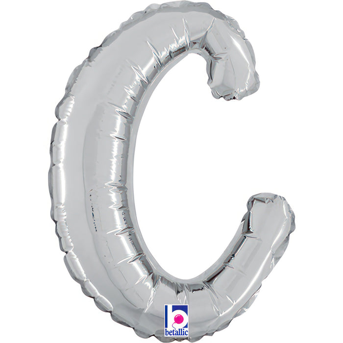 ABC14 Folienballon Buchstabe Skript Silber | C 36 cm