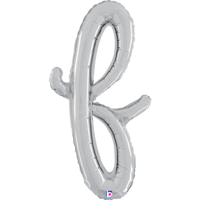 ABC14 Folienballon Buchstabe Skript Silber | F 61 cm