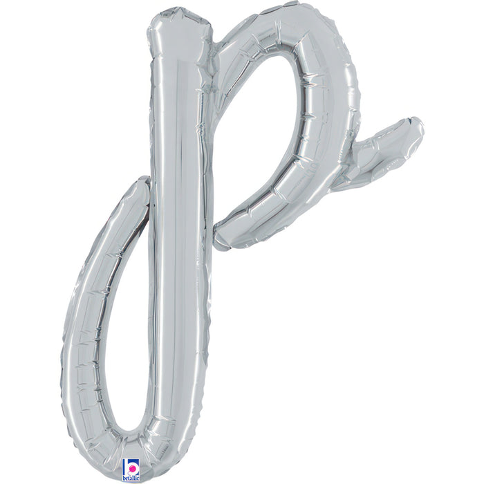 ABC14 Folienballon Buchstabe Skript Silber | P 61 cm