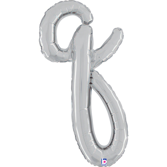 ABC14 Folienballon Buchstabe Skript Silber | Q 61 cm
