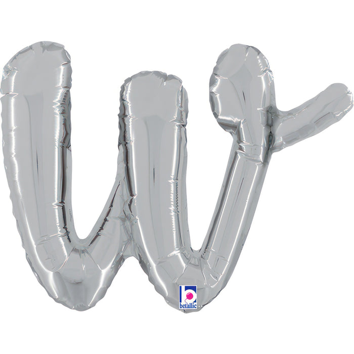 ABC14 Folienballon Buchstabe Skript Silber | W 36 cm