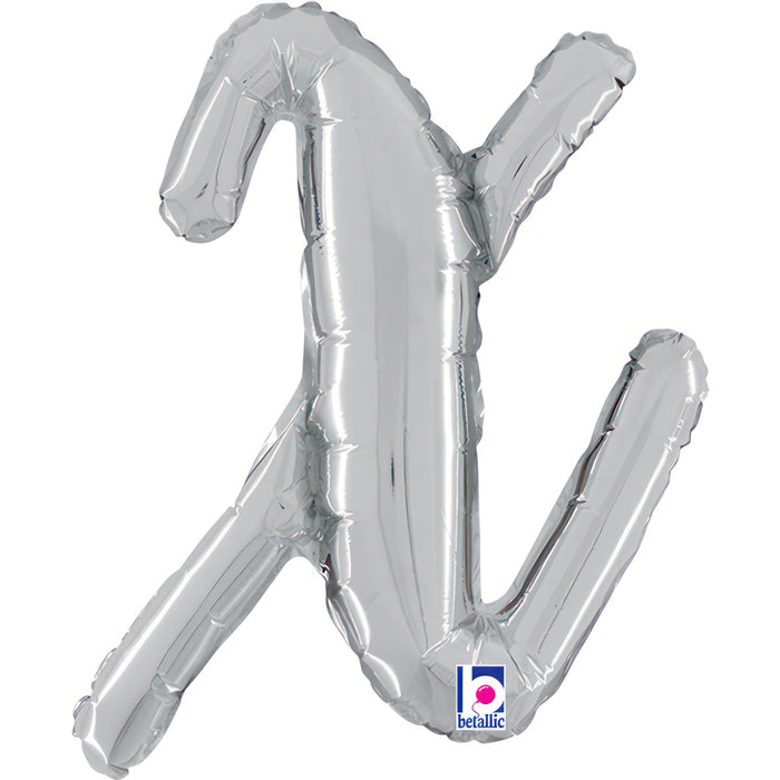 ABC14 Folienballon Buchstabe Skript Silber | X 36 cm