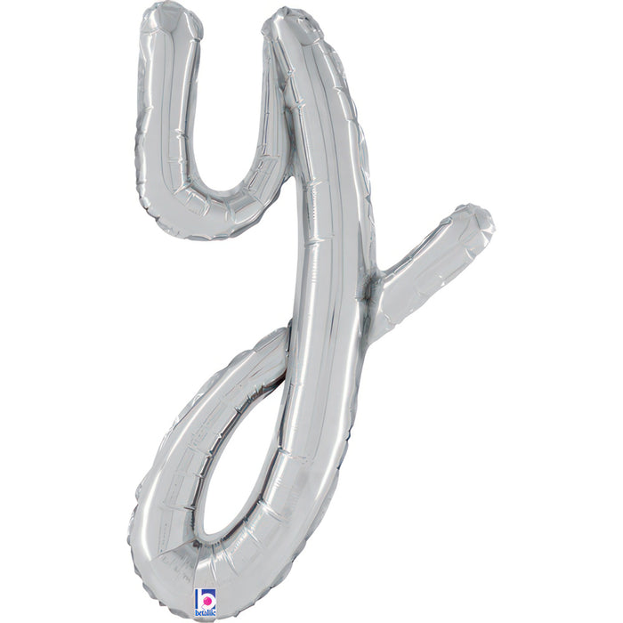 ABC14 Folienballon Buchstabe Skript Silber | Y 61 cm