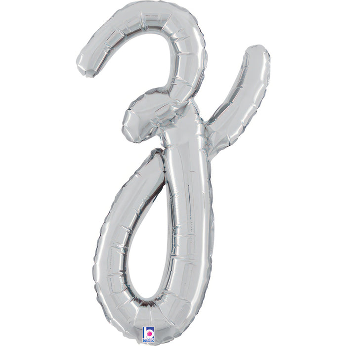 ABC14 Folienballon Buchstabe Skript Silber | Z 61 cm