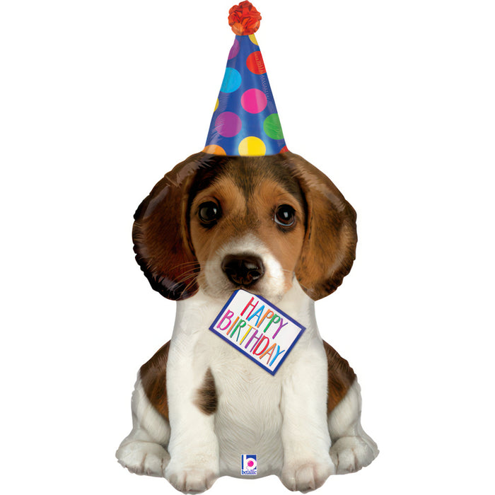 Shape Folienballon "Happy Birthday" Hundebaby" | 104 cm