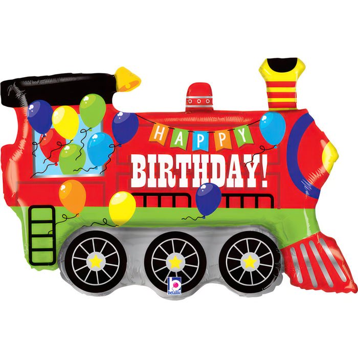 Shape Folienballon "Happy Birthday" Lokomotive | 93 cm