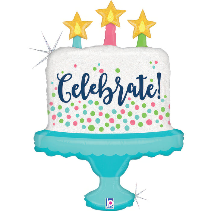 Shape Folienballon "Happy Birthday" Torte Celebrate | 84 cm